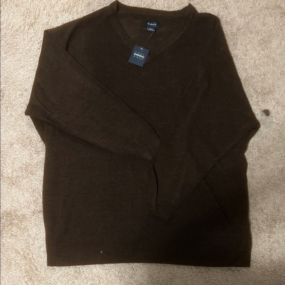 Harbor Bay Dark Brown V-Neck Sweater